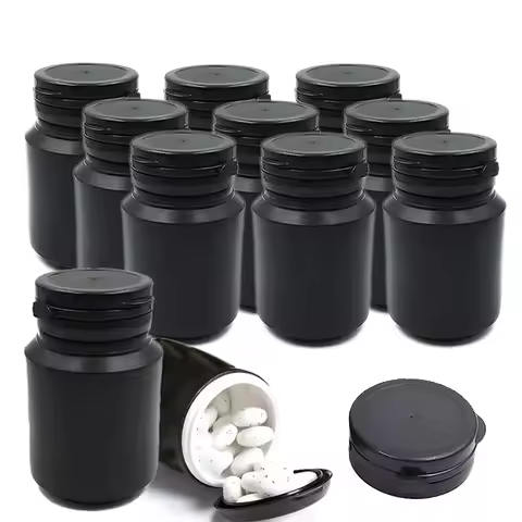 12/20/30/50pcs Empty 100ml Black HDPE Pill Bottles 100cc Tear-off Cap Medicine Bottle for Pills Chew