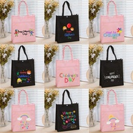 Happy Children's Day Printing Waterproof Oxford Cloth Large Capacity Learning Bag Tote Bag Shopping Bag Children's Day Gift