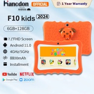 【100% ORI】2024 ใหม่ Hancdon F10 แท็บเล็ตสำหรับเด็กดั้งเดิม 7.1นิ้ว แท็บเล็ตสำหรับเด็ก RAM 6GB ROM128GB แท็บเล็ตถูกๆ Android 11.0 แท็บเล็ต 8800mAh บลูทูธ แท็บเล็ตการเรียนรู้สำหรับเด็ก แท็บเล็ตสำหรับเด็กรุ่นล่าสุด IPS HD WiFi รับประกัน 1 ปี แถมเคสป้องกันฟรี