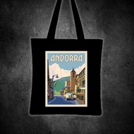 ANDORRA (EUROPE VINTAGE TRAVEL) Printed tote bag canvas