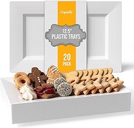 Exquisite White Plastic Serving Trays For Party - 20 Pcs 12.75 Inch Serving Platter Set, White Plast