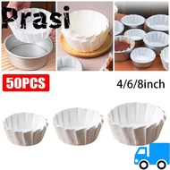 PRASI 50Pcs Baking Papers, Foldless Disposable Kitchen Use Basques Cake Paper, 4/6/8inch Cake Wrap O