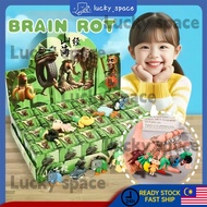 24PCS Tralalero Tralala Tung Tung Tung Sahur Capybara Sanrio Iron Ring Keychain Blind Box Wooden Sti