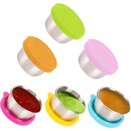 Ecurfu Salad Containers For Lunch To Go, 6x1.6 Oz Stainless Steel Condiment Containers With Lids, Le