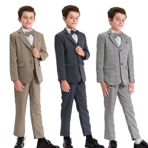 Children Suits for Boys kids Wedding Outfit Teenager Plaid Formal Easter Tuxedo Children Blazer Flow