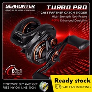 SEAHUNTER TURBO PRO 8.1:1 Reel BC Baitcasting FishingReel Pancing5+1BB7.2:1 Gear Ratio8KG Drag Click