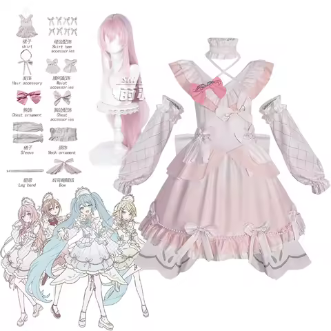 PJSK Maid Cosplay Costumes Pink Lolita Cat Girl Plus Size Apron Maid Outfits Halloween Disguise for 