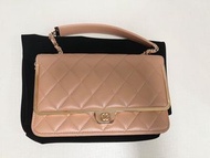 Chanel 粉色金鍊金框WOC
