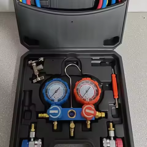 Manifold Gauges Set Refrigeration Digital Valve Tool Kit With Charging Hose Air Conditioner Parts R3