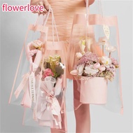 FLOWERLOVE 10Pcs Flower Bouquet Bagging, PVC Florist Decoration Flower Packing Box, Transparent Long Tote  Bag Christmas Party Gift Packaging Bags Valentine's Day Decor