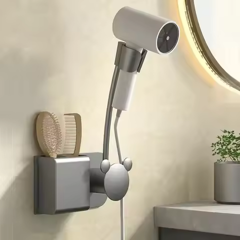 Hair Dryer Holder No Need To Hold Adjustable Wall Hanging Free Of Hands No need To Punch Holes Unive