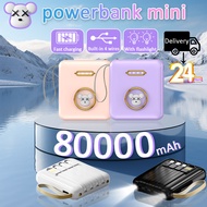 Mini powerbank original 80000mah power bank 3.0A fast charging powerbank built 4 cable