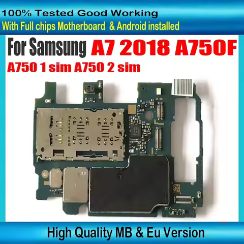 Free Ship Logic Board For Samsung Galaxy A7 2018 A750F A750FD A750FN A750GN 64GB 128GB Motherboard U