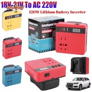 YOLANDA 1Pcs Smart Transformer, Multifunctional 18V 20V To 220V Battery Inverter, 120W Dual Plug Hou