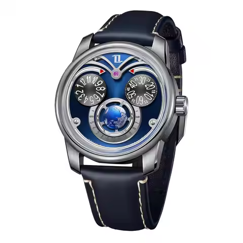 OBLVLO Fashion Eagle 3 Eyes Men Automatic Mechanical Watch Luminous Dial Waterproof Leather Strap Un