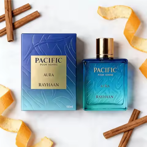 A Budget-Friendly Coastal Gem Rayhaan Pacific Aura Citrus-Aquatic Relaxation in a Blue Bottle