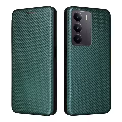 For Realme C75 4G Luxury Flip Carbon Fiber Skin Magnetic Adsorption Protective Case For Realme C75 R