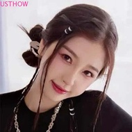 USTHOW 2/4/6pcs/set Hair Braid Tubes, Y2K Hollow Out Silver Round Hairclasp, Performance Makeup Hair