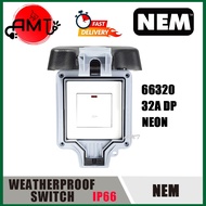 NEM WEATHERPROOF SWITCH 32A DP NEON SWITCH IP66 66320