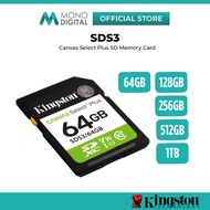 Kingston SDS3 Canvas Select Plus Class 10, UHS-I, U1/U3 SD Card Memory Card for Full HD 1080p Video 
