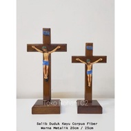 Metallic Fiber Corpus Wood Sitting Cross - 20cm Sitting Cross - 25cm Sitting Cross - 20cm Corpus Woo