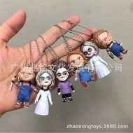 Cross-Border Halloween Horror Scar Shaking Head Pendant Ghost Doll Chucky Chucky Capsule Toy Keychai