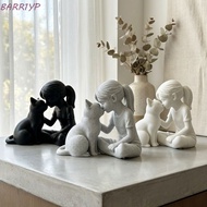 BARR1YP Girl Cat Friendship Statues, Unique Crafts Girl and Cat Sculpture, Creative Cute Animal 3D P