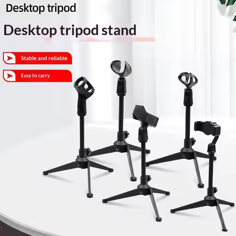 【F】1Pcs Portable Table Stand Lightweight Bracket Adjustable Microphone Stand Desktop Tripod Table St