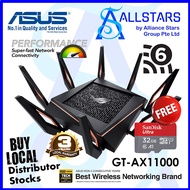 (ALLSTARS PROMO) (FREE SanDisk 32GB Ultra A1 SQUA4 microsd) ASUS ROG Rapture GT-AX11000 Tri-band World's first 10 Gigabit Wi-Fi Gaming router with quad-core processor/2.5G gaming port/DFS band/WTFast/Wifi 6 (Warranty 3years with Local Distributor)