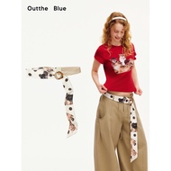 Outtheblue < Cat Carnival Party} Polka Dot Cat Print Woven Stitching Satin Belt Decoration Belt