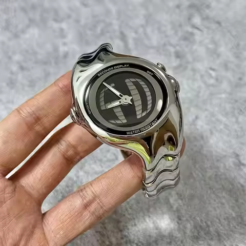 BENLYDESIGN GL570 Y2K Retro Digital Watch for Men BigTic Style Stainless Steel Polished Electronic W