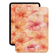 1pc Watercolor Peach Hibiscus Lily Kindle Protective Case, With Adjustable Hand Strap, Auto Wake/Sle