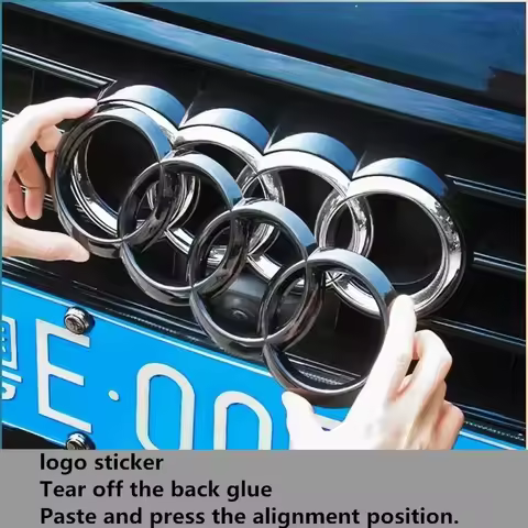 1Pc Audi directly covered front /Rear logo Emblem Refitted four-ring black Badge For Audi A4 A3 A5 A
