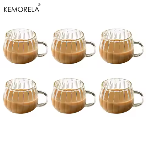 KEMORELA 1/4/6PCS Halloween Pumpkin Shaped Glass Cups High Borosilicate Glass Water Cup 450ml Coffee