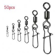 50PCS Fishing Connector Pin Bearing Rolling Swivel Stainless Steel Snap Fishhook Lure Fishing Tackle
