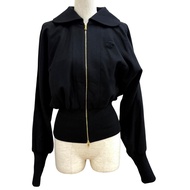 Unused ★ PATOU 24AW OU0280189999B Wool Blend Logo Patch Zip-Up Light Bomber Jacket Black Size 34 Mad