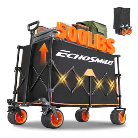 Collapsible Foldable Extended Wagon with 500lbs Weight Capacity 300L Folding Utility Wagon Cart with