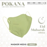 POKANA 3D 4ply Earloop Medical Mask Eid Mubarak edition (Olive Green)