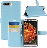 Miss flora Phone cases .For Huawei Y6 2018 Litchi Texture Horizontal Flip Leather Case with Holder &amp; Card Slots &amp; Wallet(Black) (Color : Blue)