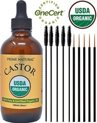Organic Castor Oil 4oz - USDA Certified Organic 100% Pure, Cold-Pressed, Hexane Free, Stimulate E...