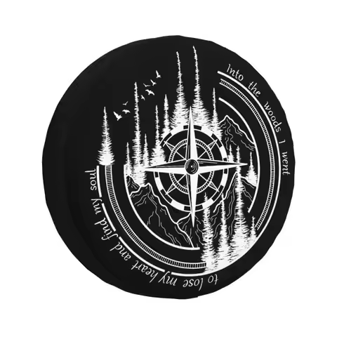 Custom Compass Mountains Camping Adventure Spare Wheel Cover for Jeep Pajero 4WD RV Tire Protector 1