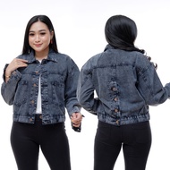 Jaket Crop Jeans Wanita Terbaru - Jaket Crop Jeans Snow Blue Model Kancing Belakang