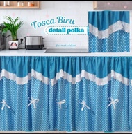 Gorden Dapur Kontemporer Renda Polka Twill - Dekorasi Kolong dengan Pelapis Anti-UV dan Pilihan Warn