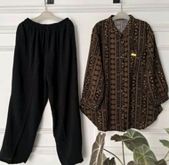 Oneset Crinkle Aleva Combinasi Jumbo || Set Celana Crinkle Terbaru