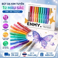 ENMY glitter marker set: Glitter marker with 12 convenient colors, suitable for students and working
