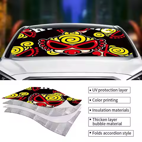 Popular Street LOGO H-Hysteric M-Mini Car Sun Shade Windshield Foldable Cute Funny Sunshade By Vince