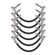 ammoon 15cm/ 6in Guitar Effect Pedal Instrument Patch Cable 1/4" Silver Right-angle Plug Black PVC J