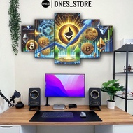 Wall Decor Coin ETH 1 Set Wall Decoration Wooden Poster Aesthetic Room Display 5pcs