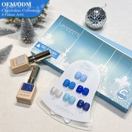 VDN เซตสีเจลคริสต์มาส โทนสีฟ้า 6 สี A-01 Christmas Gel Set ยาทาเล็บเจล แถมชาร์ต VENDEENI  -wenails