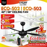 ECOLUXE ECO-502 42'' Baby Fan | ECO-503 56'' DC Motor 5 Blades with 6 Speeds Remote Control Ceiling Fan Kipas Siling 风扇